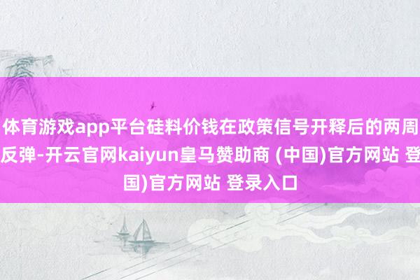 体育游戏app平台硅料价钱在政策信号开释后的两周内飞快反弹-开云官网kaiyun皇马赞助商 (中国)官方网站 登录入口